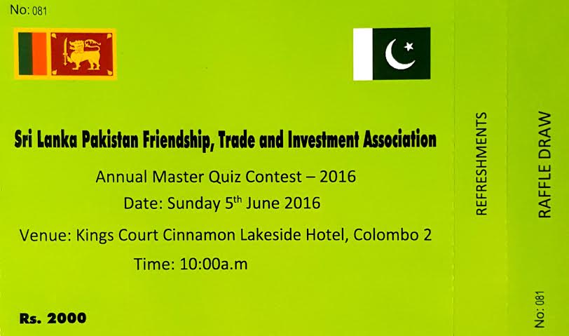  Sri Lanka Pakistan friendship Annual Master Quiz Contest 2016