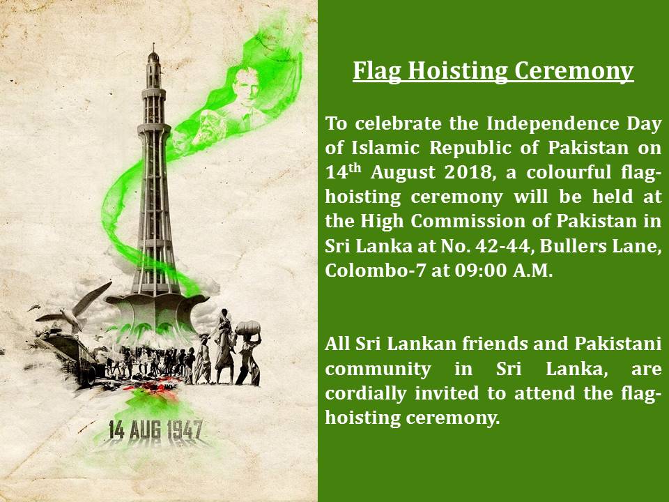 Flag Hoisting ceremony yo mark Independence Day of Pakistan